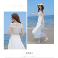 White chiffon ladies style elegant chiffon casual dress